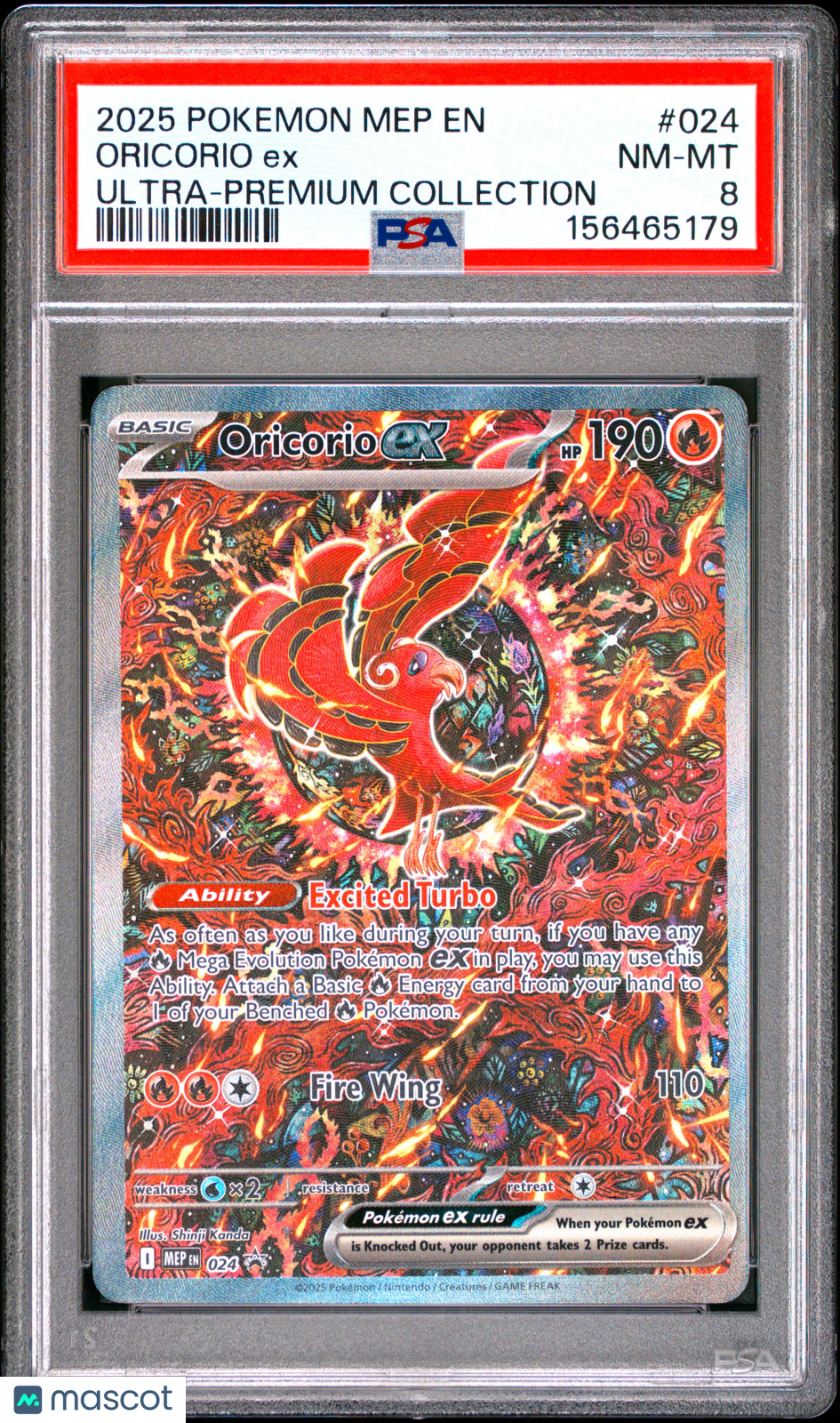 2025 Pokemon Mep EN-Me Black Star Promo Oricorio EX #024 PSA 8