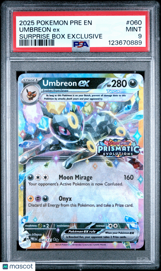 2025 Pokemon Pre EN-Prismatic Evolutions Umbreon EX #060 PSA 9