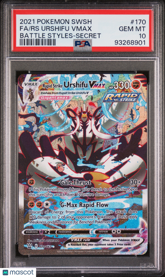 2021 Pokemon Battle Styles RS Urshifu Vmax Fa #170 PSA 10