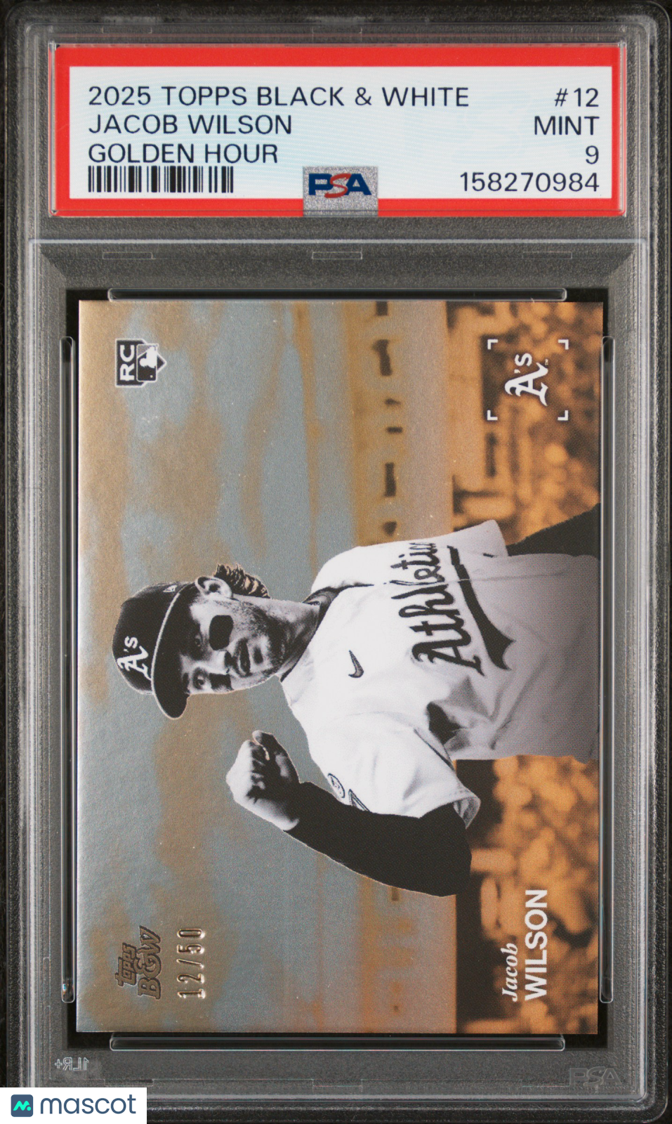 2025 Topps Black And White Golden Hour Jacob Wilson #12 /50 PSA 9