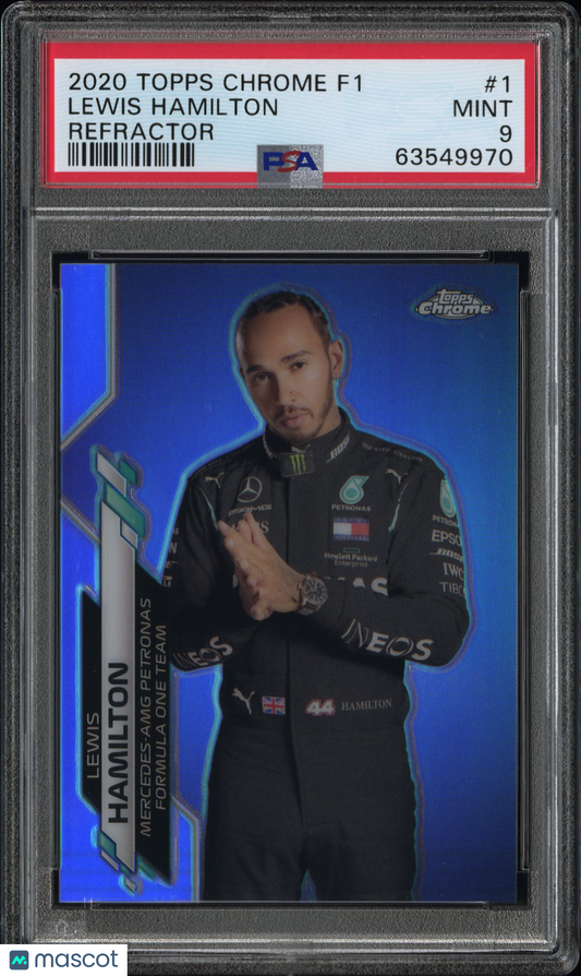 2020 Topps Chrome Formula 1 Lewis Hamilton #1 Refractor PSA 9