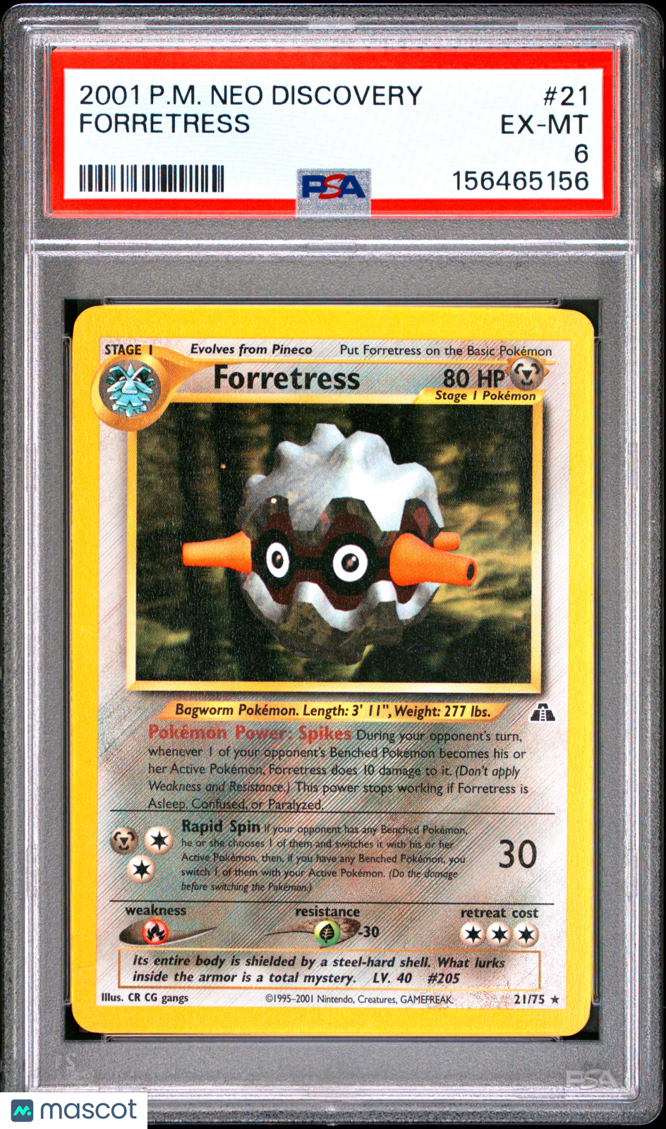 2001 Pokemon Neo Discovery Forretress #21 PSA 6