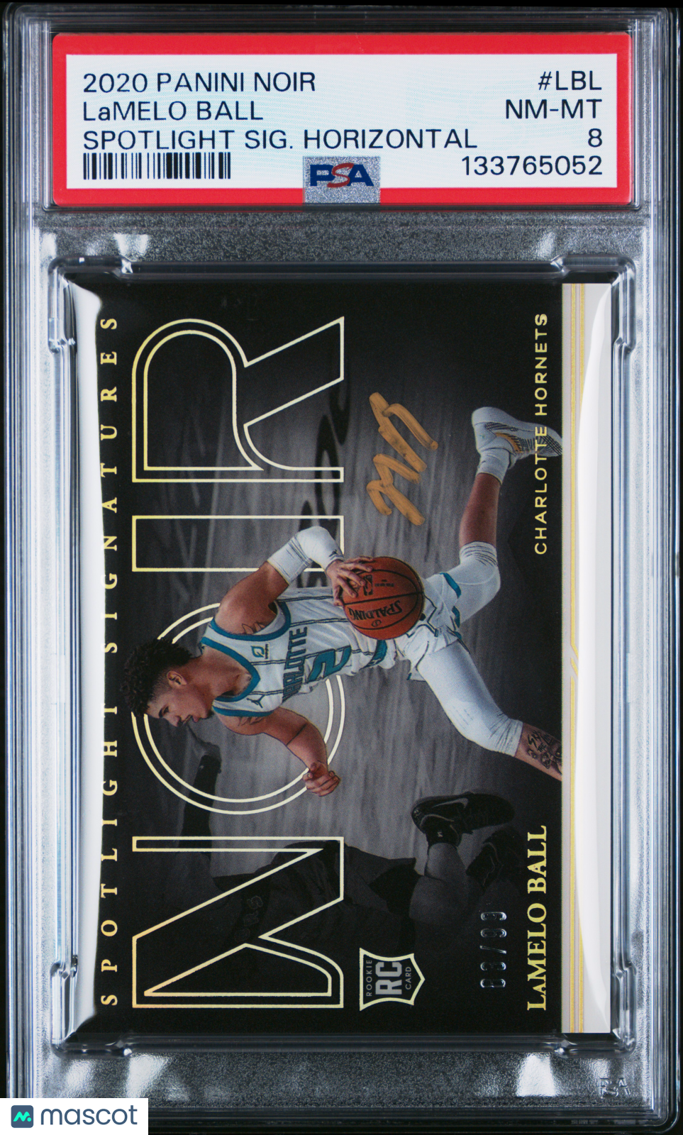 2020 Panini Noir Spotlight Signatures Horizontal Lamelo Ball #LBL PSA 8 /99