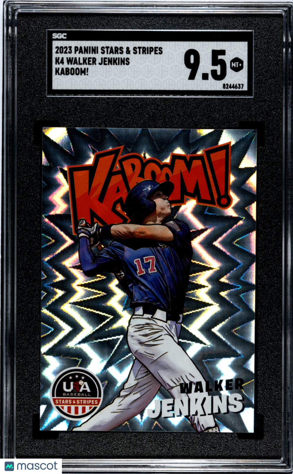 2023 Panini Stars & Stripes Walker Jenkins #K4 Kaboom! SGC 9.5