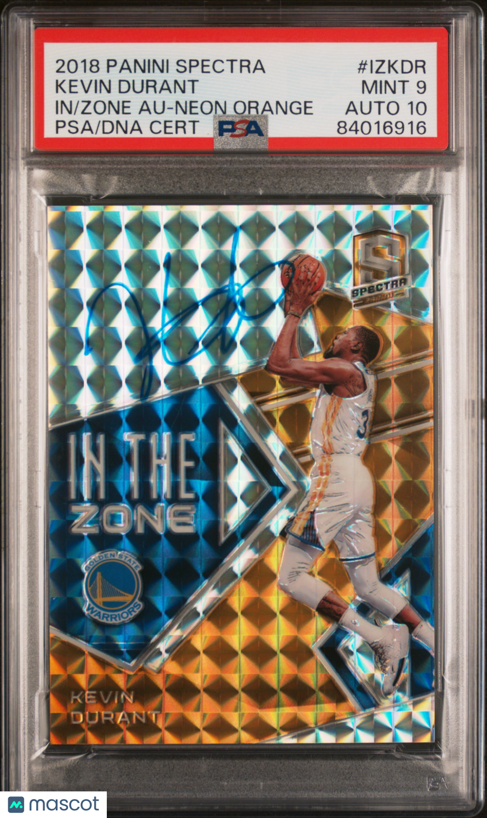 2018 Panini Spectra In The Zone Auto Kevin Durant #IZKDR Neon Orange /5 PSA 9