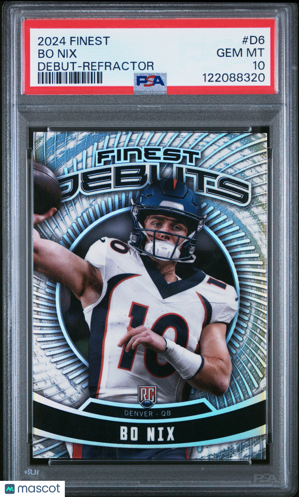 2024 Topps Finest Debut Bo Nix #D6 Refractor PSA 10