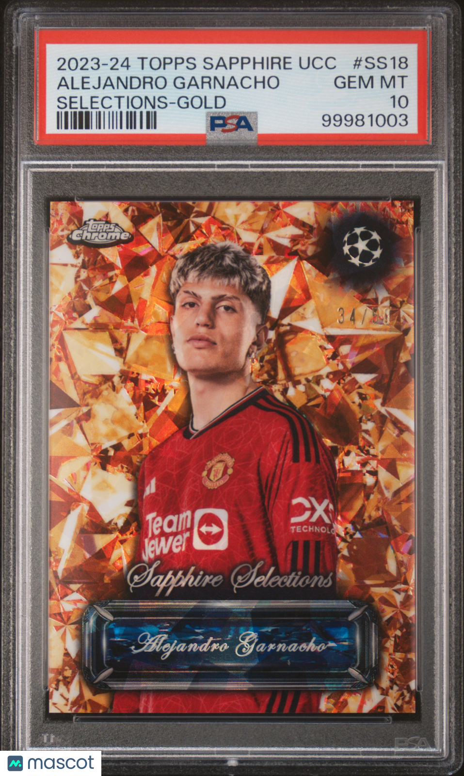 2023-24 Topps Chrome Sapphire Selections Alejandro Garnacho #SS18 Gold PSA 10
