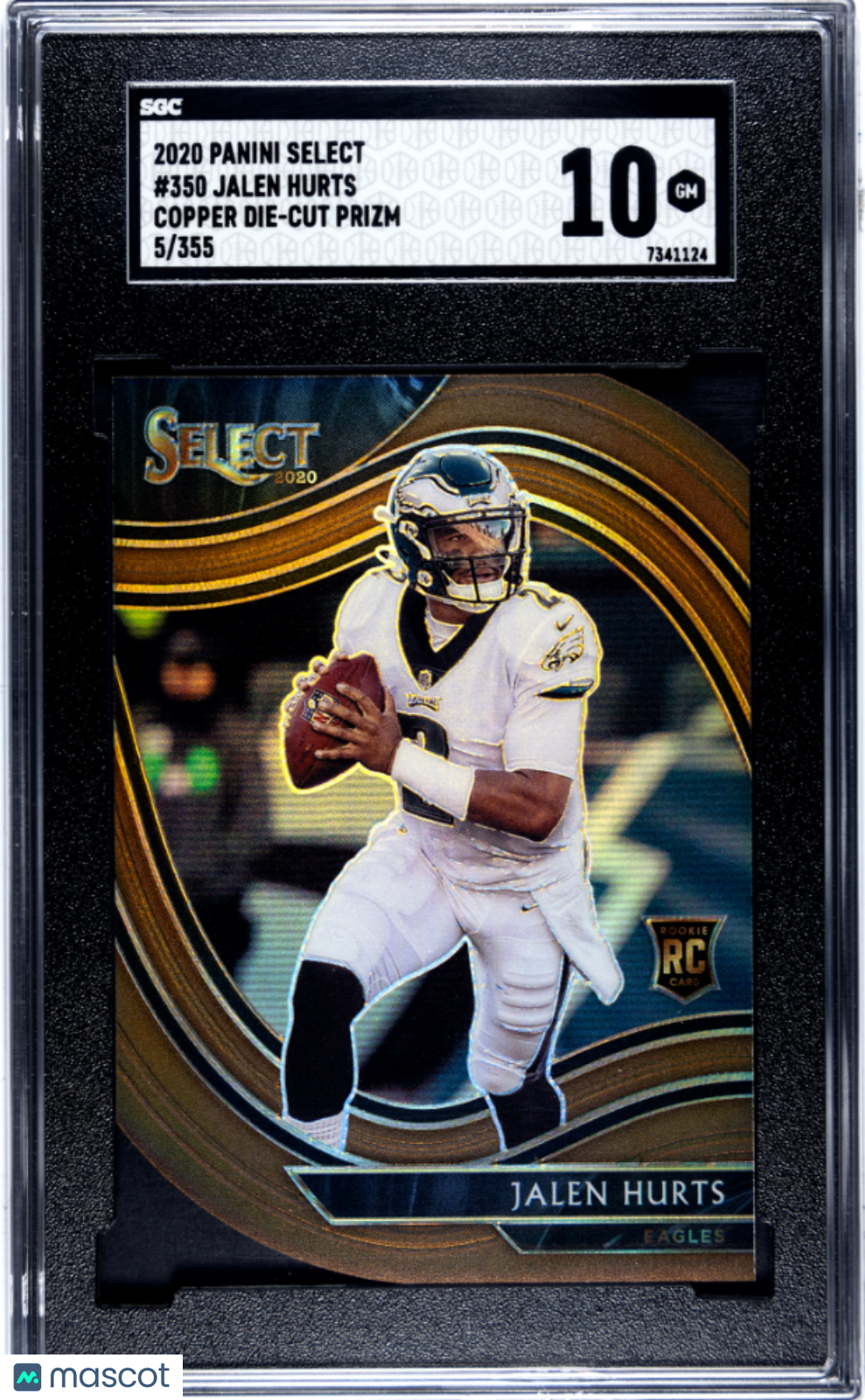 2020 Panini Select Jalen Hurts #350 Copper Die Cut Prizm /355 SGC 10