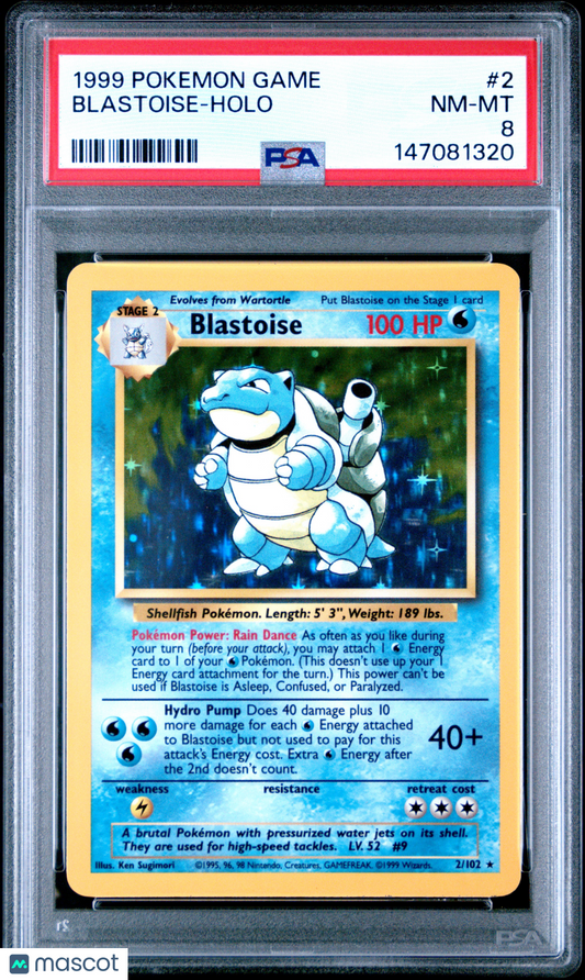 1999 Pokemon Game Blastoise #2 PSA 8