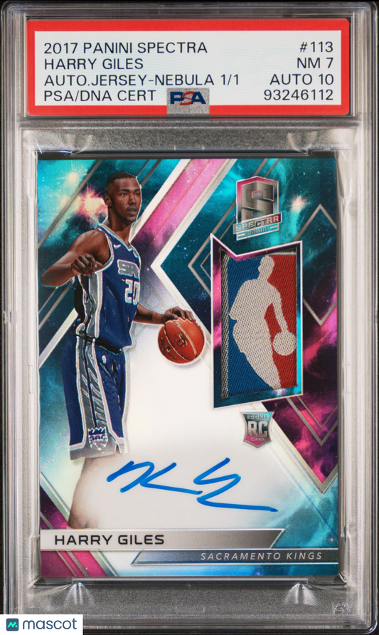 2017 Panini Spectra Harry Giles #113 Autograph Jersey Nebula 1/1 PSA 7 Auto 10