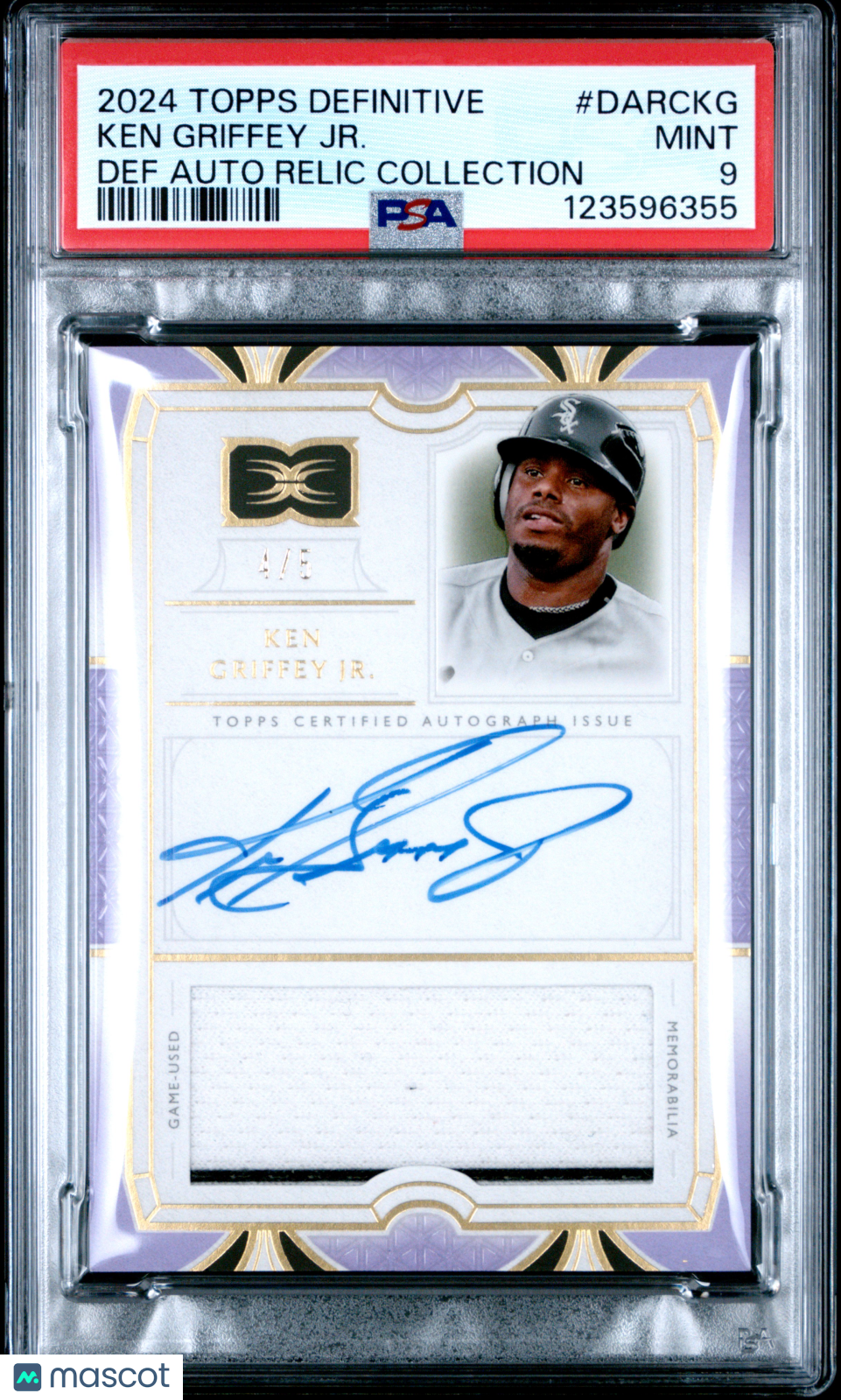2024 Topps Definitive  Auto Relic Collection Ken Griffey JR. #DARCKG PSA 9