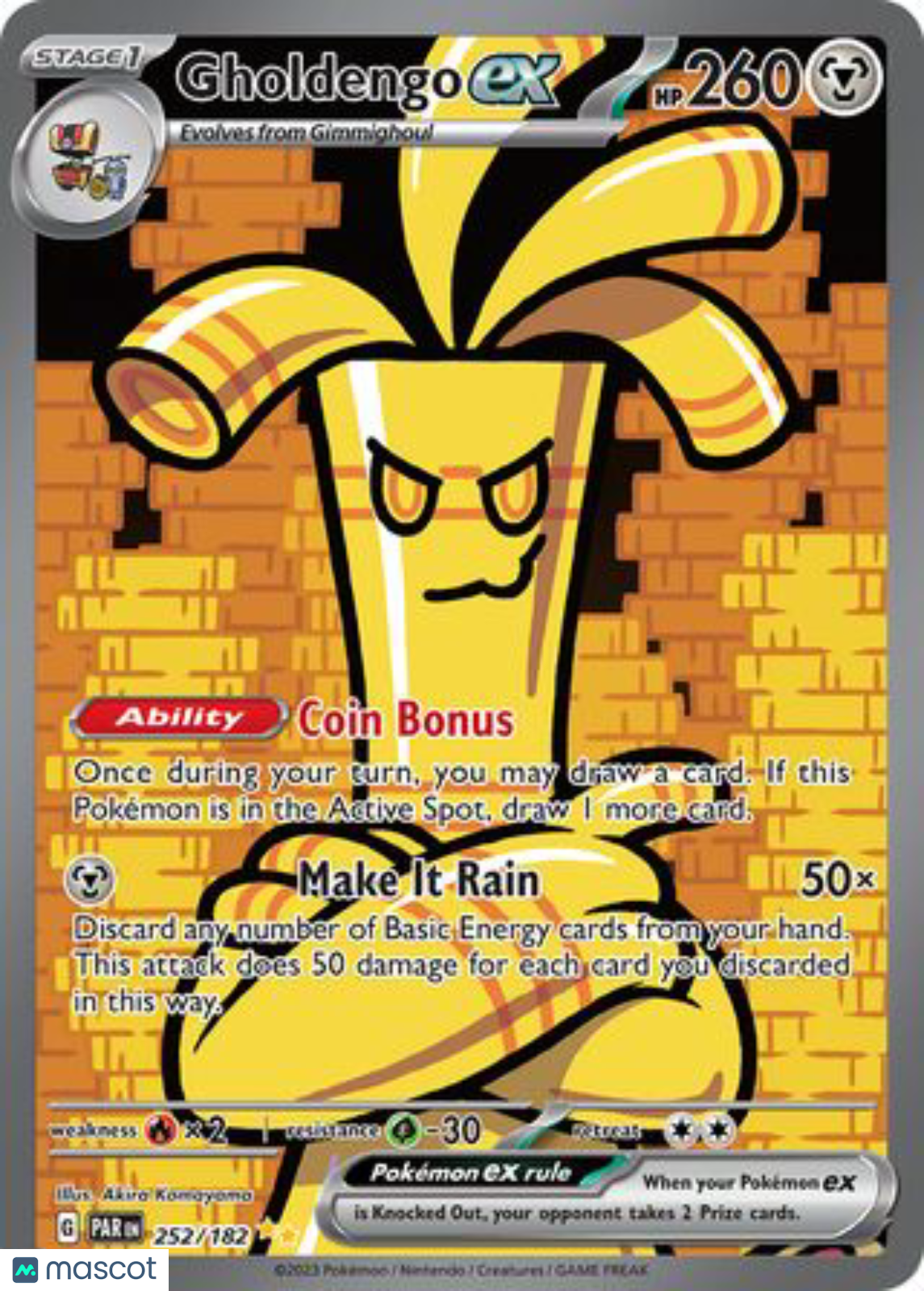 2023 Pokemon Paradox Rift Gholdengo ex #252 AGS 10