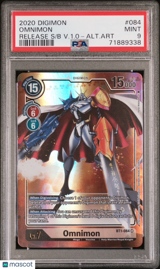 2020 Digimon Bt01-03-Release Special Booster Ver.1.0 Omnimon #084 Alt Art PSA 9