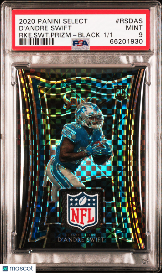 2020 Panini Select D'andre Swift #RS-DAS Rookie Swatches Prizm Black 1/1 PSA 9
