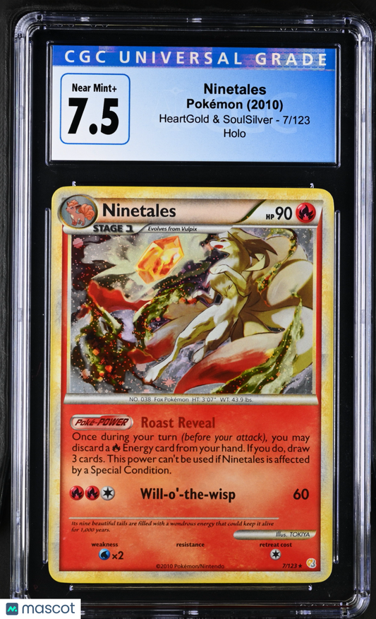 2010 Pokémon HeartGold & SoulSilver Ninetales #7/123 English CGC 7.5