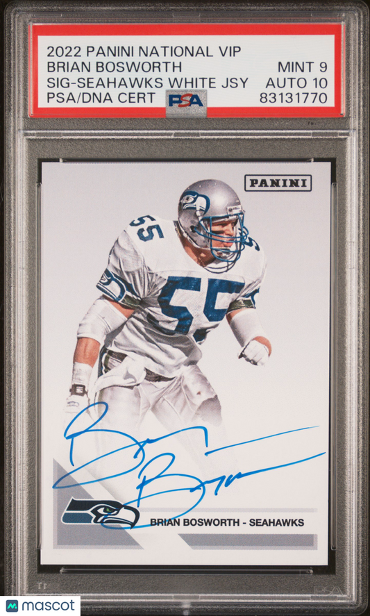 2022 Panini National VIP Brian Bosworth Signature Seahawks White  PSA 9 Auto 10