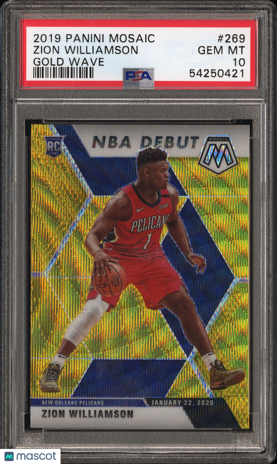 2019 Panini Mosaic Zion Williamson #269 Gold Wave PSA 10