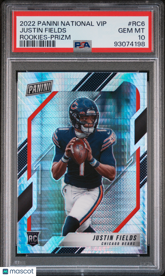 2022 Panini National Vip Rookies Justin Fields #RC6 Prizm PSA 10