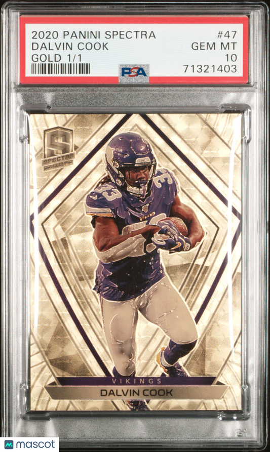 2020 Panini Spectra Dalvin Cook #47 Gold 1/1 PSA 10