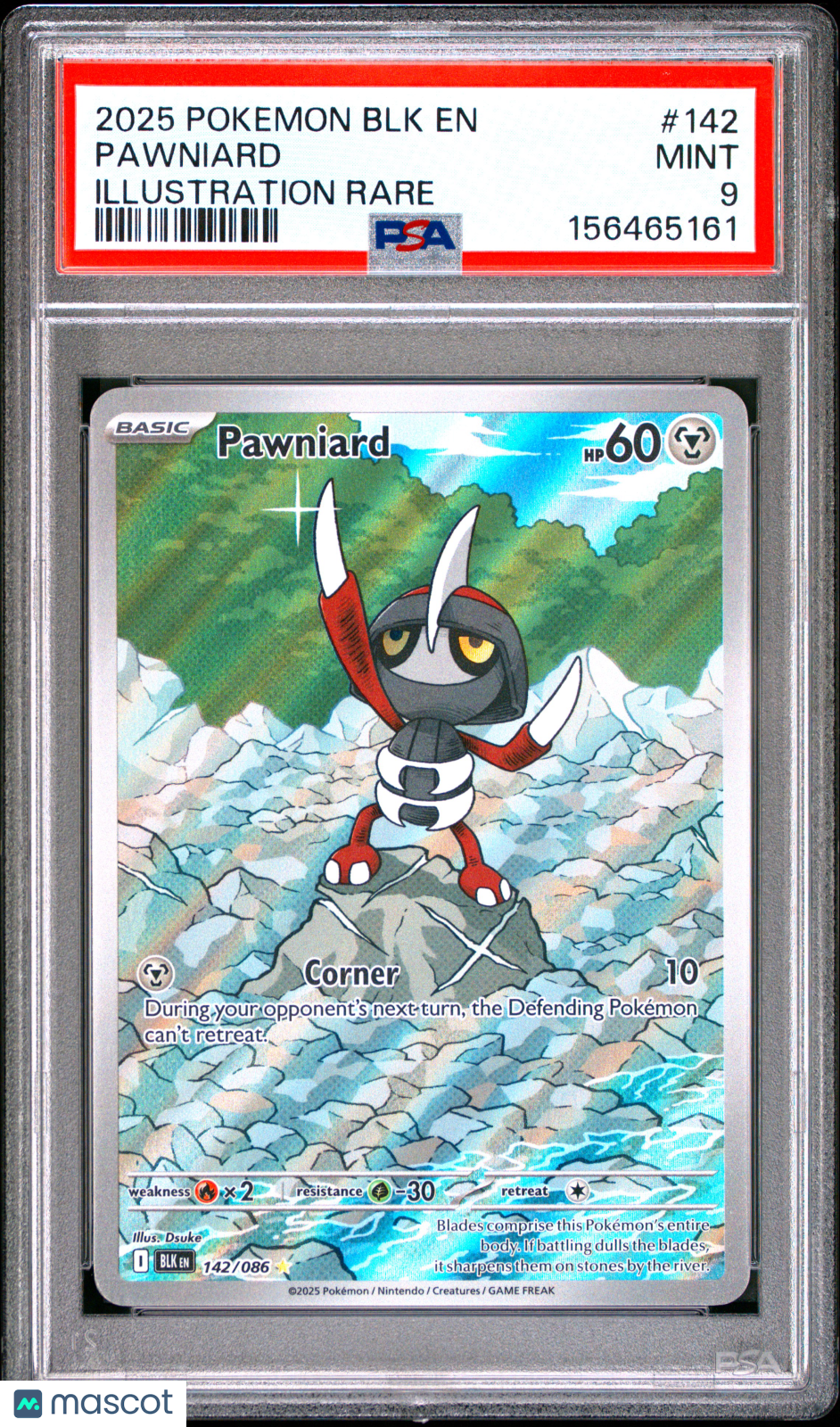 2025 Pokemon BLK EN-Black Bolt Pawniard #142 Illustration Rare PSA 9