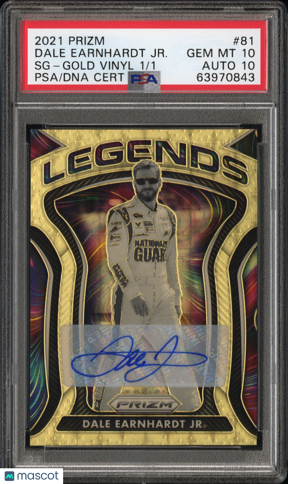 2021 Prizm Dale Earnhardt JR. #81 Legends Gold Vinyl Auto PSA 10