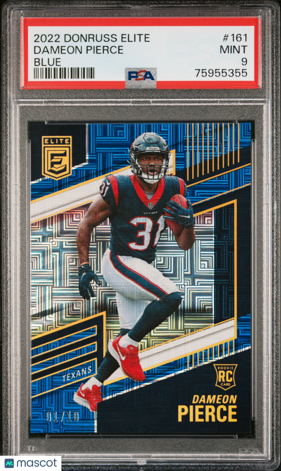 2022 Panini Donruss Elite Dameon Pierce #161 Blue 01/10 PSA 9