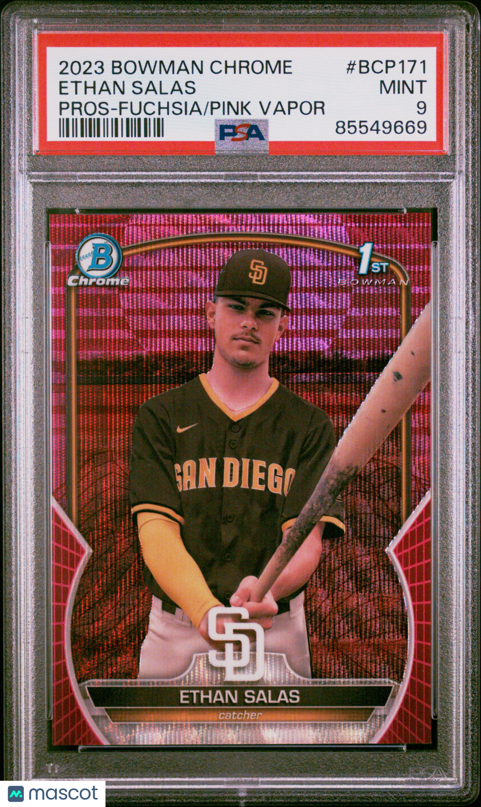 2023 Bowman Chrome Prospects Ethan Salas #BCP171 Fuchsia Pink Vapor Ref PSA 9