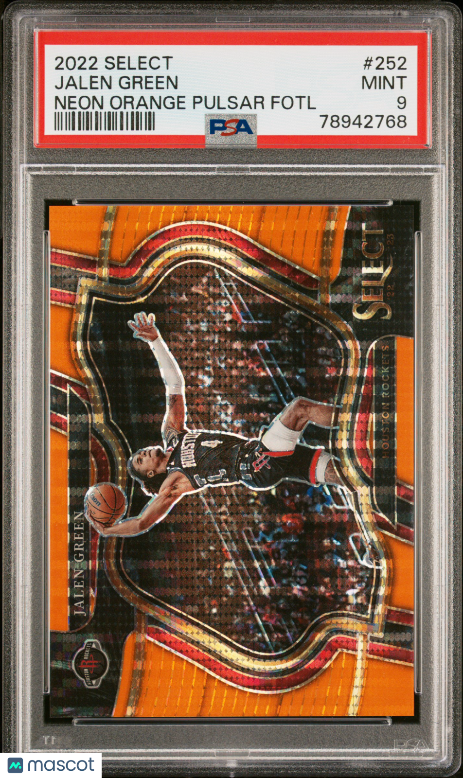 2022 Panini Select Jalen Green #252 Neon Orange Pulsar 15/15 Fotl PSA 9