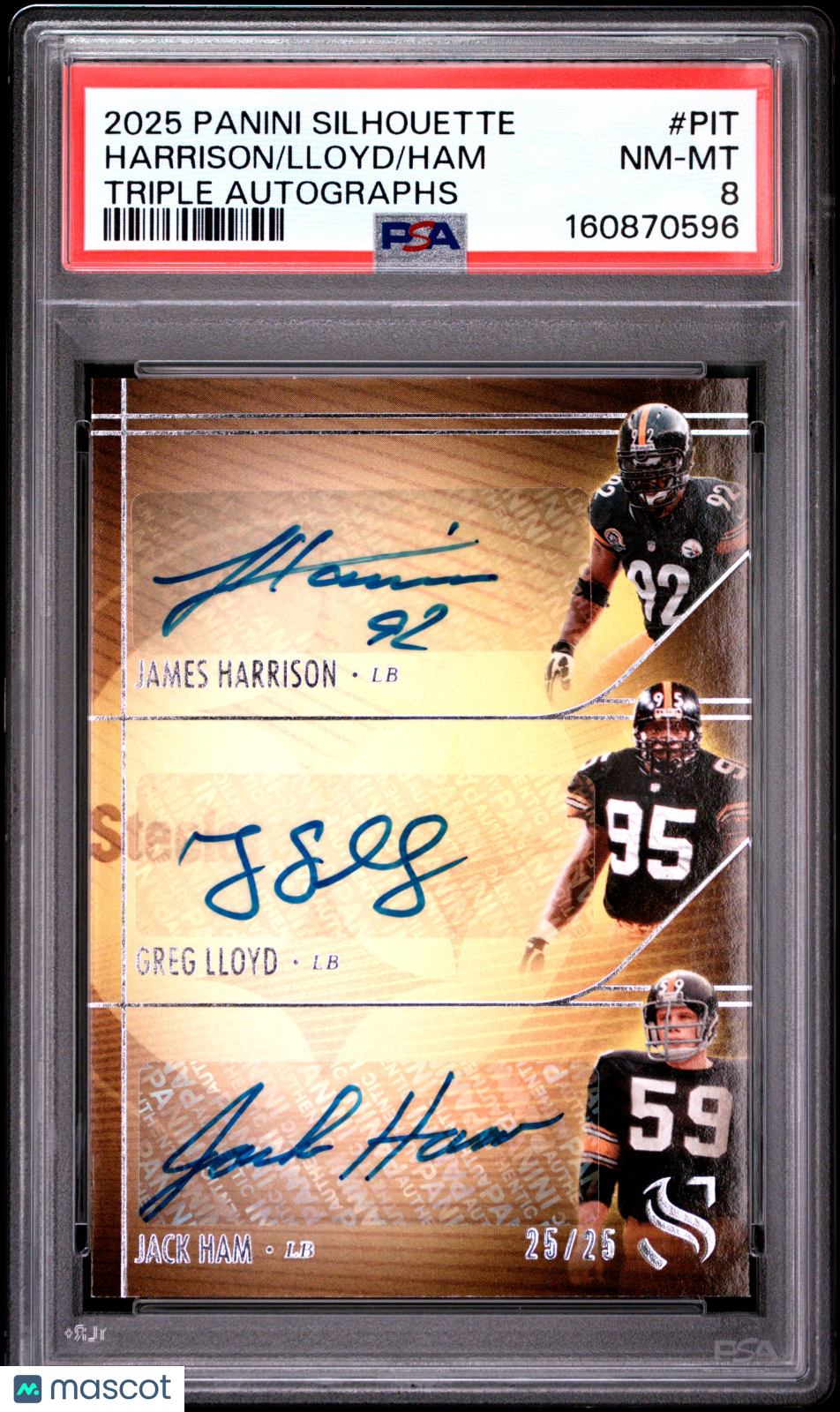 2025 Panini Silhouette Triple Autographs Harrison Lloyd Ham #PIT PSA 8