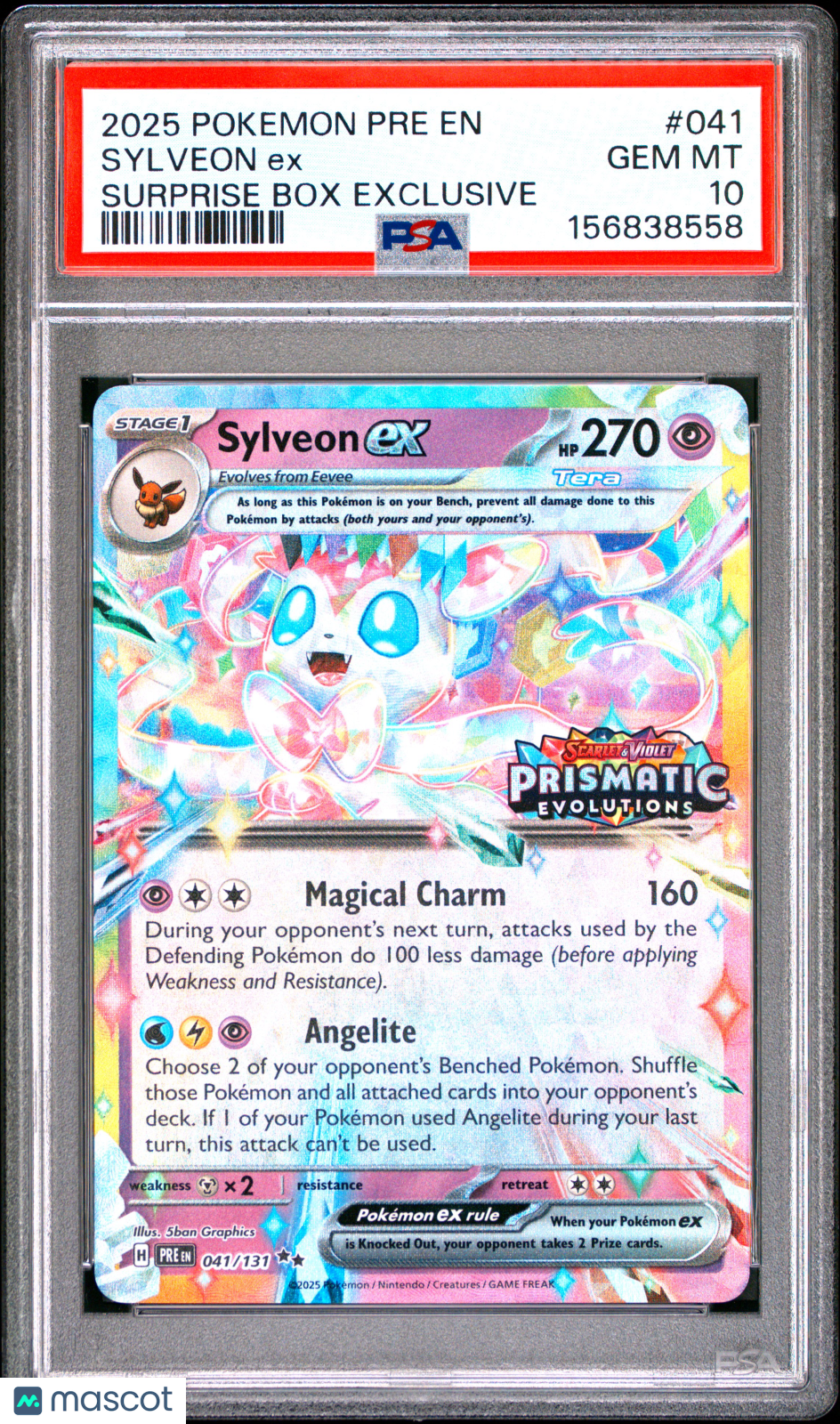 2025 Pokemon Pre EN-Prismatic Evolutions Sylveon EX #041 PSA 10