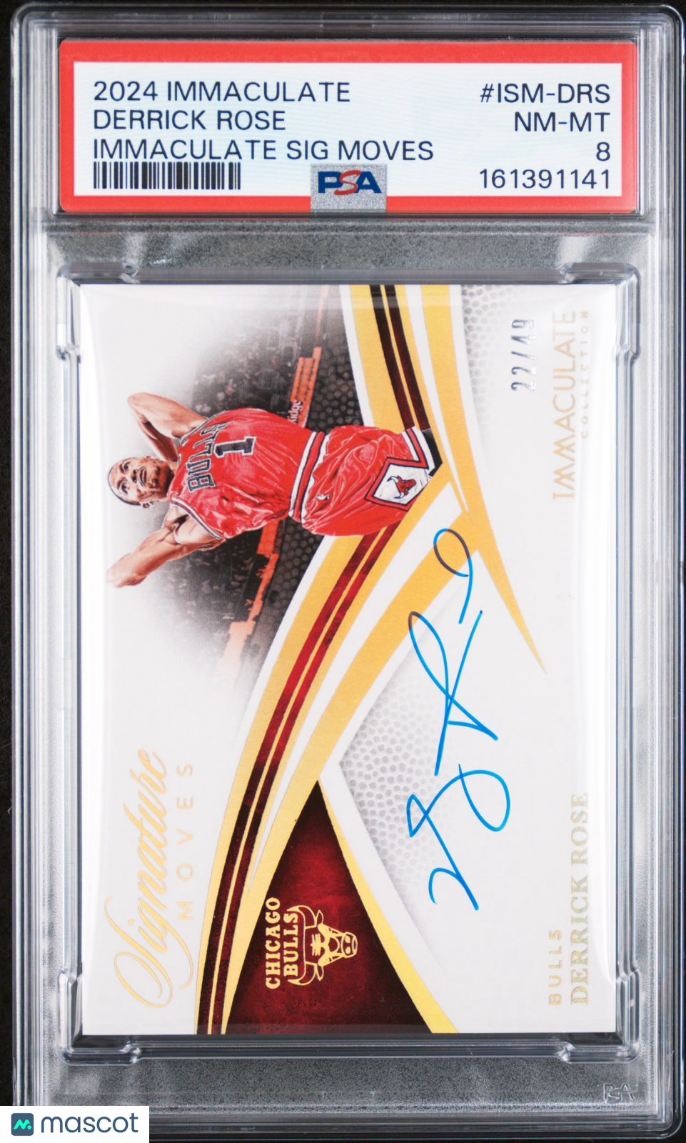 2024 Panini Immaculate Collection Immaculate Signature Moves Derrick Rose /49 #ISM-DRS PSA 8