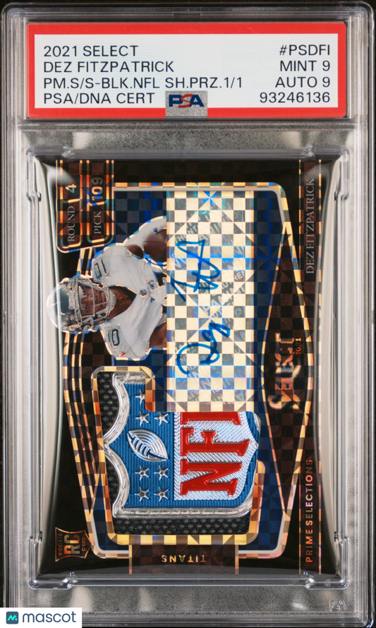 2021 Select Prime Dez Fitzpatrick #PSDFI Rookie Auto RPA NFL Shield PSA 9