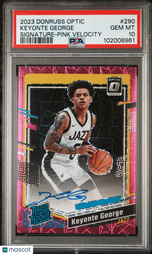 2023 Panini Donruss Optic Keyonte George #290 Signature Pink Velocity PSA 10