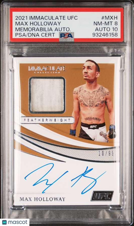2021 Immaculate Collection UFC Max Holloway #MXH Memorabilia Auto PSA 8