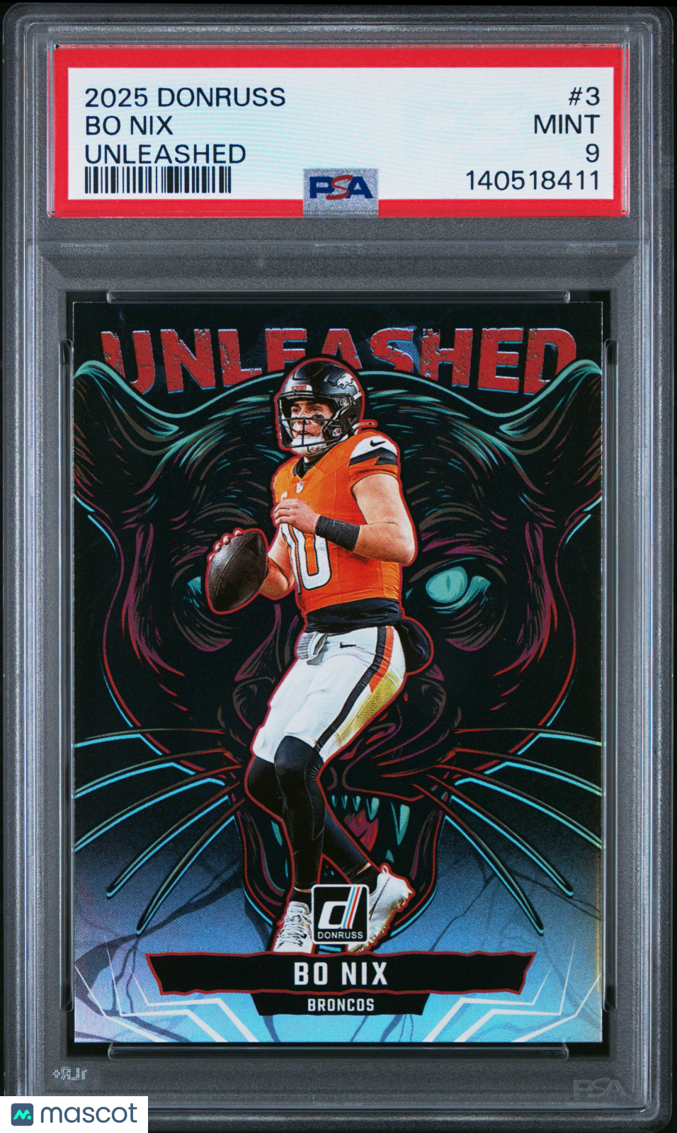 2025 Panini Donruss Unleashed Bo Nix #3 PSA 9