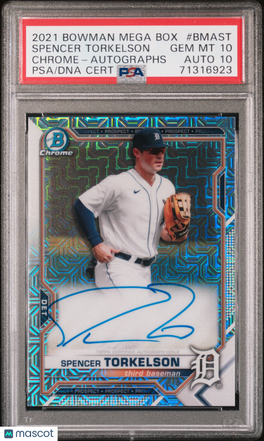 2021 Bowman Mega Box Chrome Autographs Spencer Torkelson #BMAST PSA 10 Auto 10
