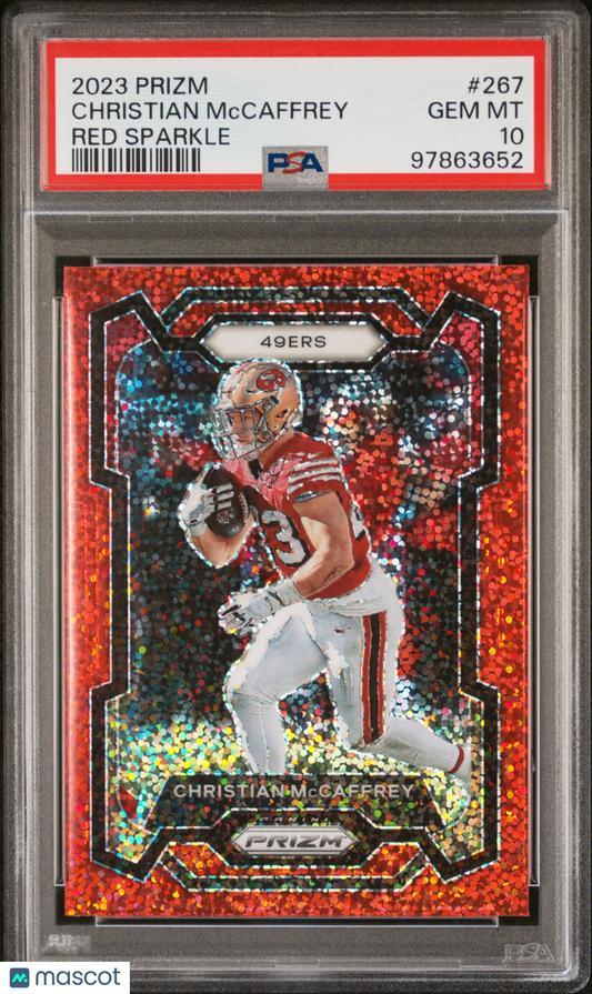 2023 Panini Prizm Christian Mccaffrey #267 Red Sparkle PSA 10