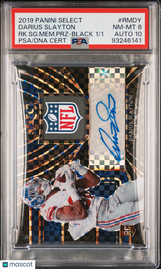 2019 Select Darius Slayton #RMDY Rookie Auto Memorabilia Prizm PSA 8 RPA