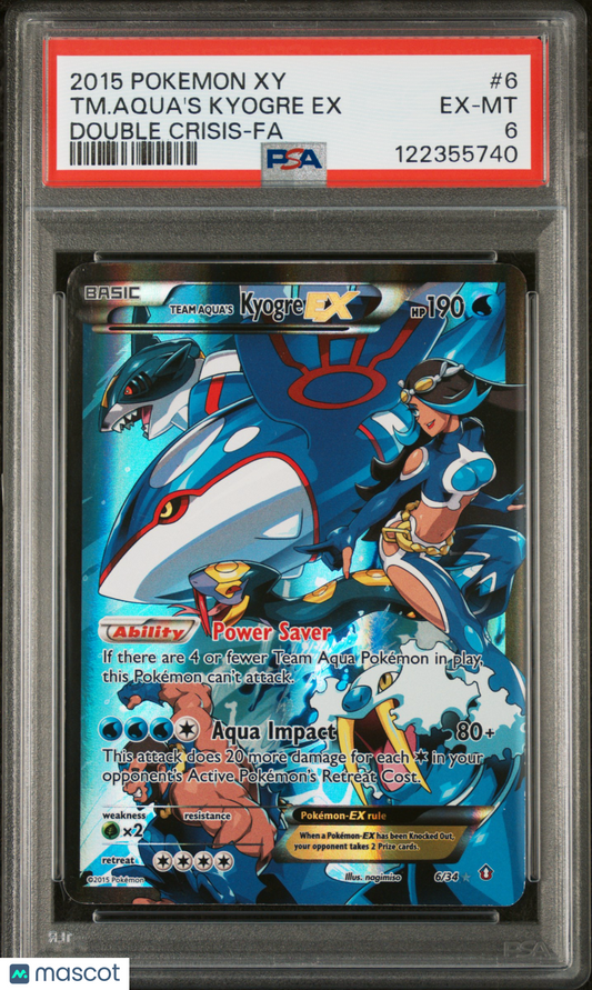 2015 Pokemon Xy Double Crisis TM. Aqua's Kyogre EX #6 PSA 6