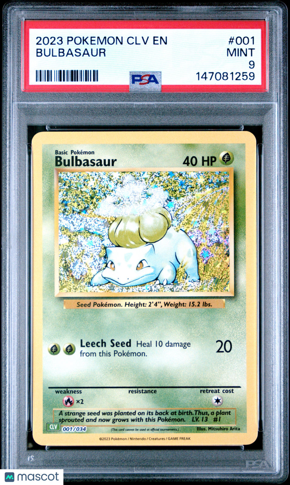 2023 Pokemon CLV-Trading Card Game Classic Venusaur & Lugia EX Deck Bulbasaur #001 PSA 9