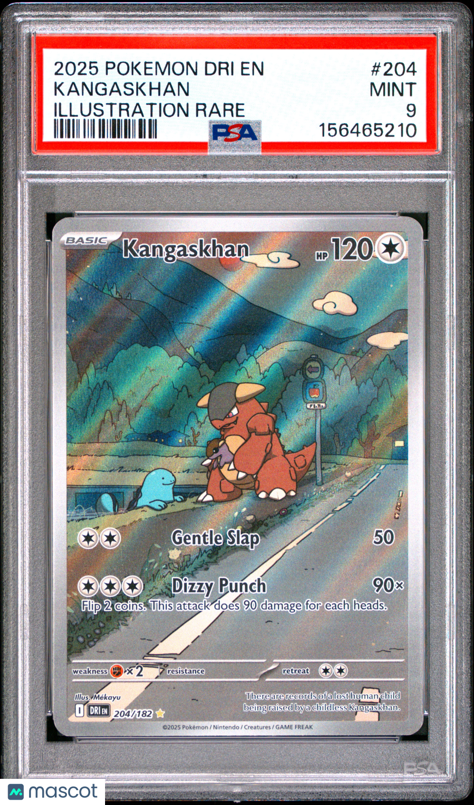 2025 Pokemon Dri EN-Destined Rivals Kangaskhan #204 Illustration Rare PSA 9