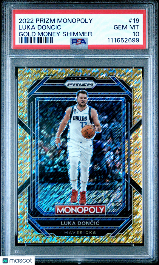 2022 Panini Prizm Monopoly Luka Doncic #19 Gold Money Shimmer PSA 10