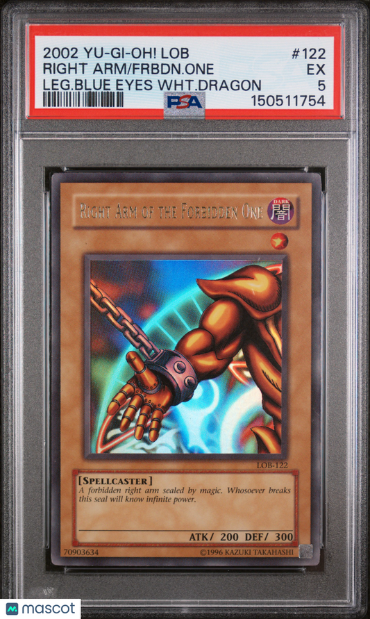 2002 Yu-Gi-Oh! LOB Right Arm Forbidden One #122 PSA 5
