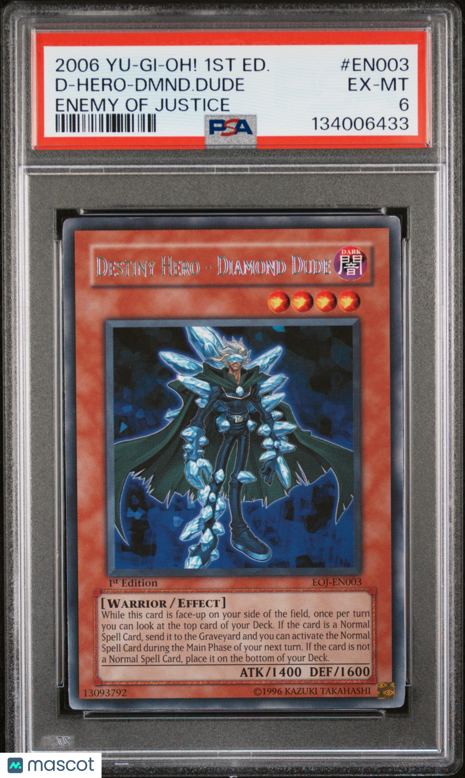2006 Yu-Gi-Oh! Enemy Of Justice Destiny Hero Diamond Dude #EN003 PSA 6
