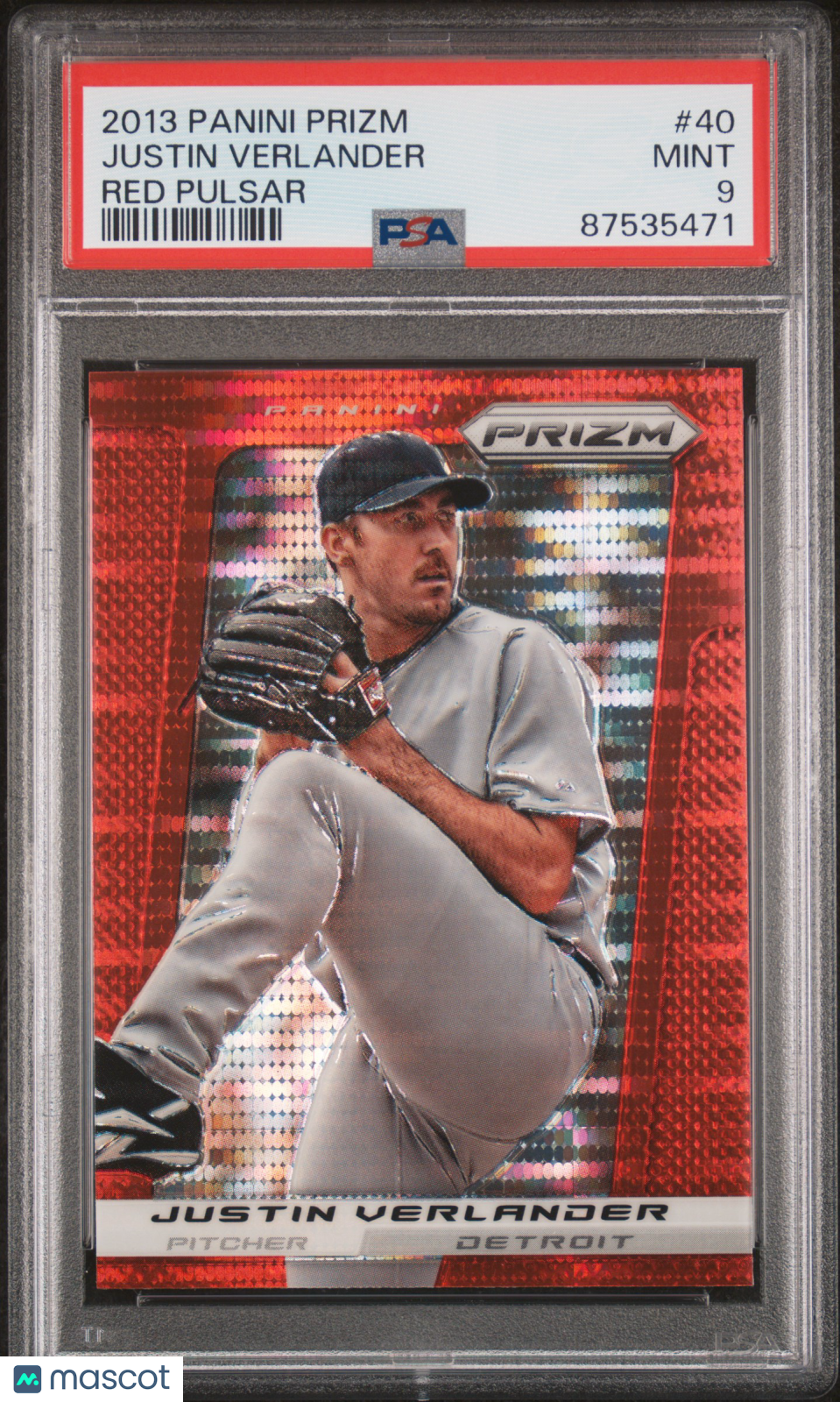 2013 Panini Prizm Justin Verlander #40 Red Pulsar PSA 9