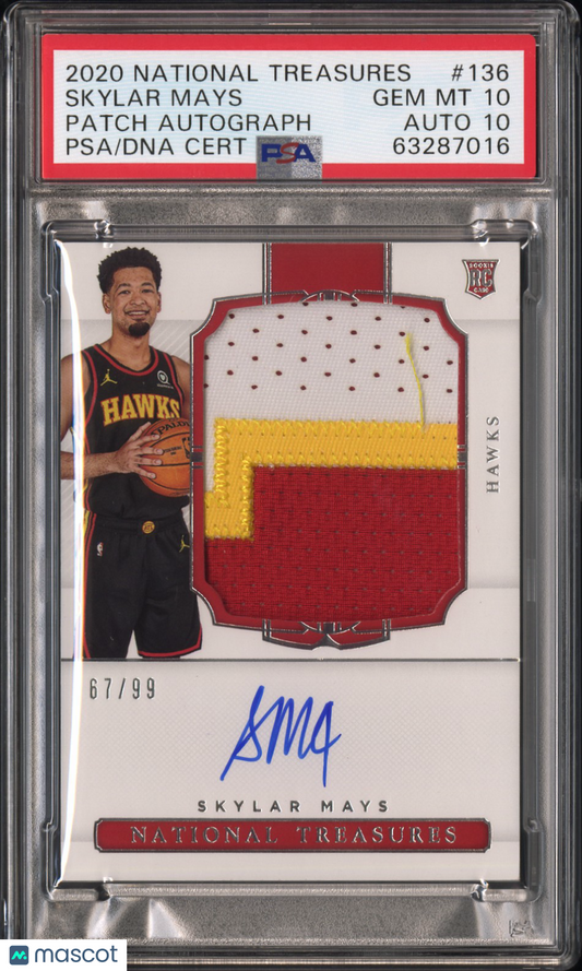 2020 Panini National Treasures Skylar Mays #136 Patch Autograph PSA 10 Auto 10