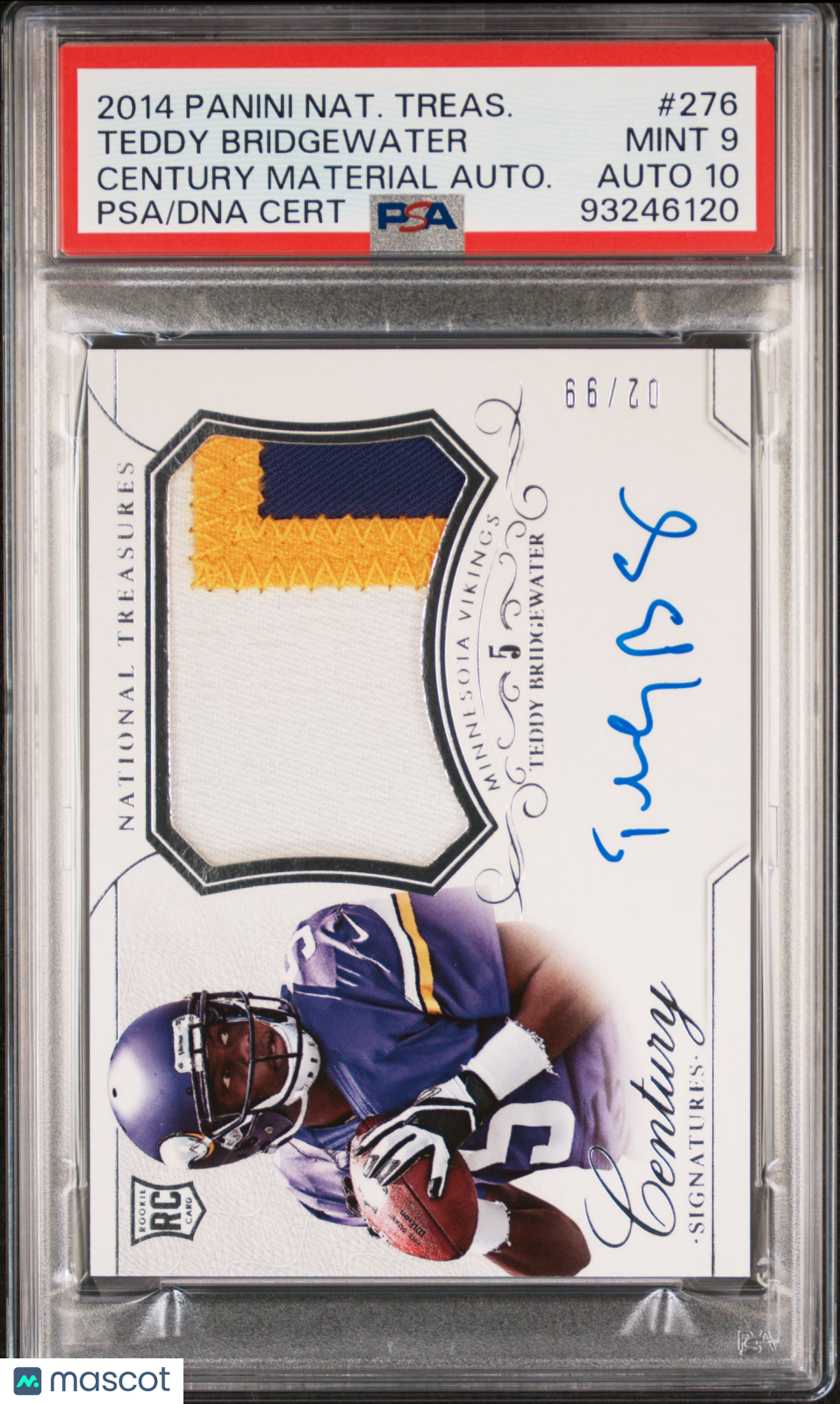 2014 National Treasures Teddy Bridgewater #276 Rookie Auto /99 PSA 9 RPA