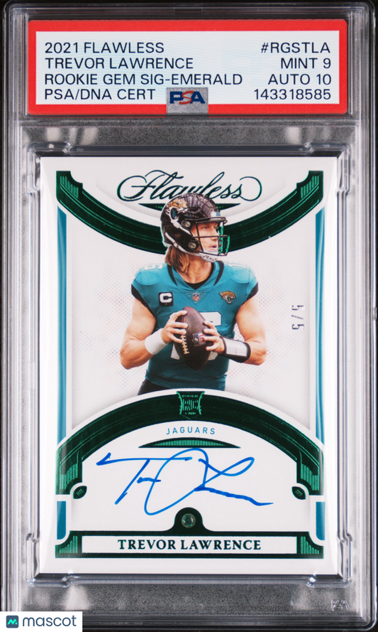 2021 Flawless Rookie Gems Auto Trevor Lawrence #RGSTLA Emerald PSA 9 Auto 10