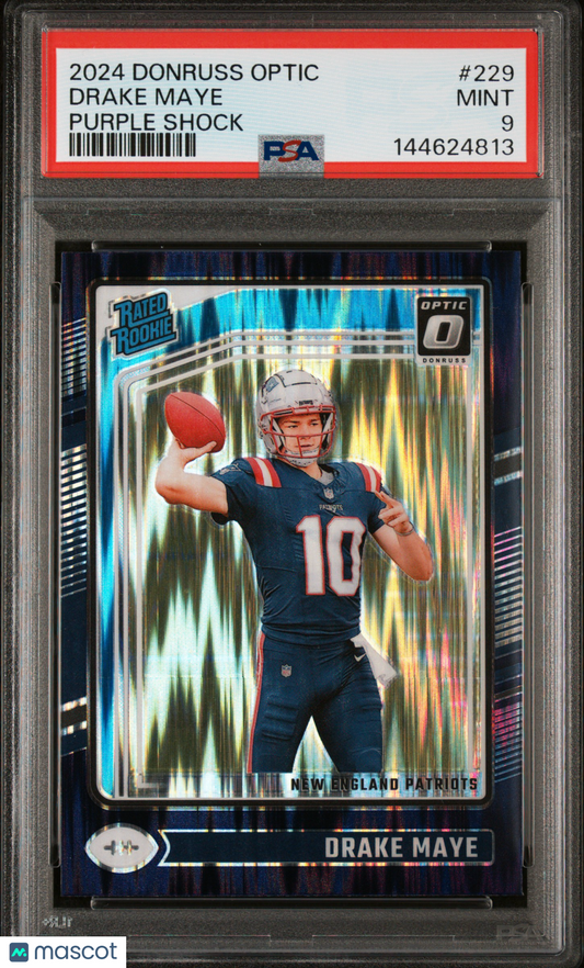 2024 Panini Donruss Optic Drake Maye #229 Purple Shock PSA 9
