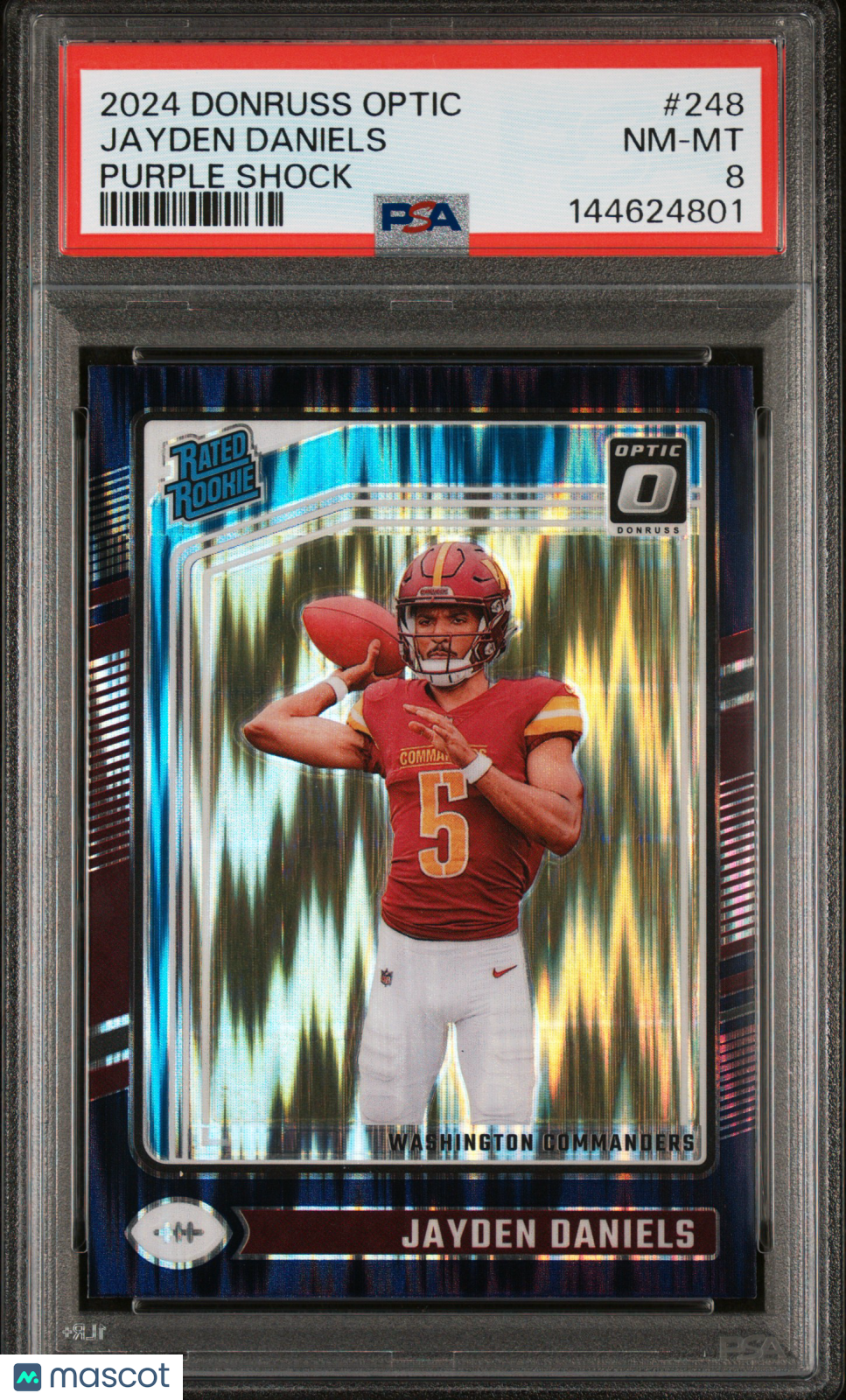 2024 Panini Donruss Optic Jayden Daniels #248 Purple Shock PSA 8